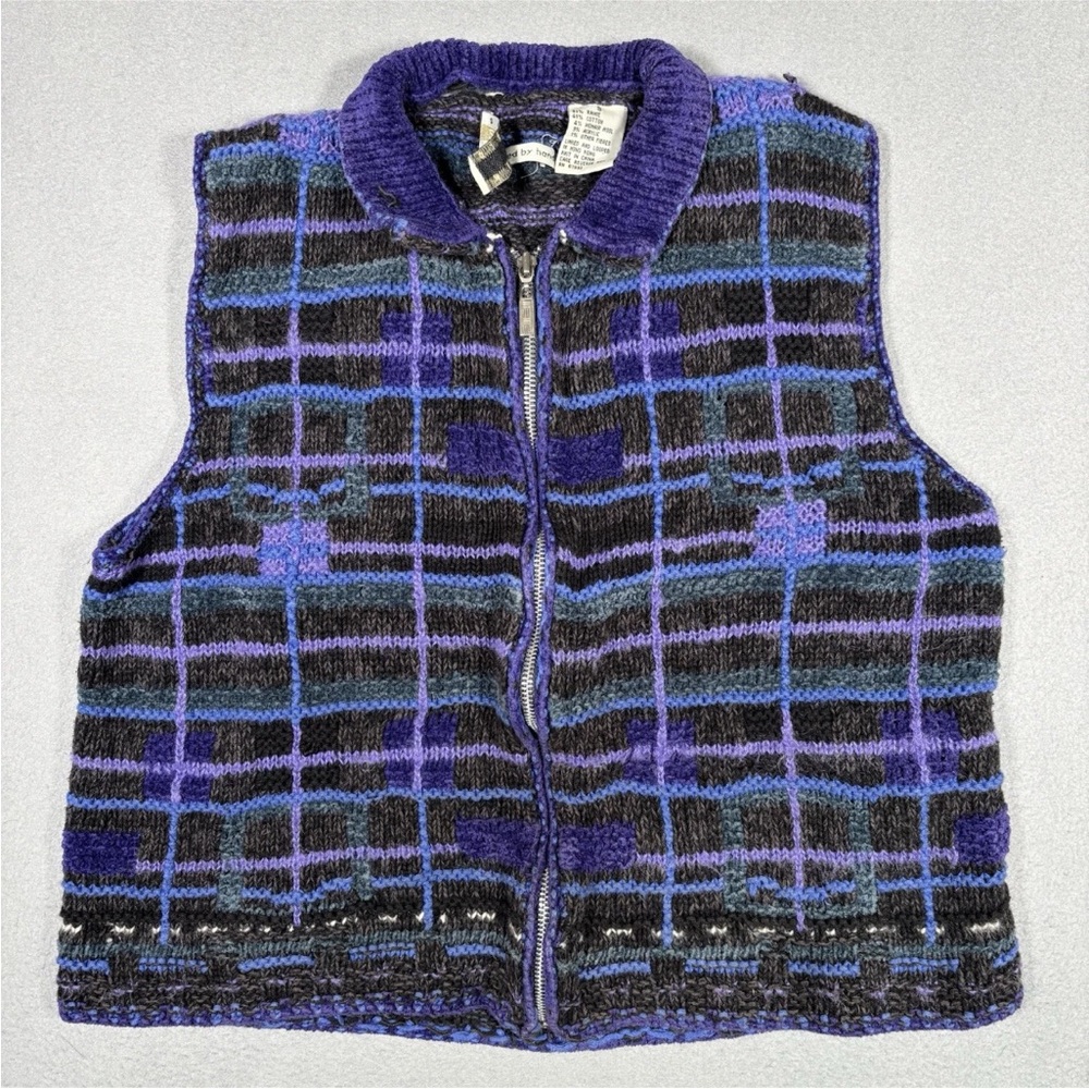 Vintage Sigrid Olsen Sport Sweater Vest Womens Small Purple Mohair Hand Knitted